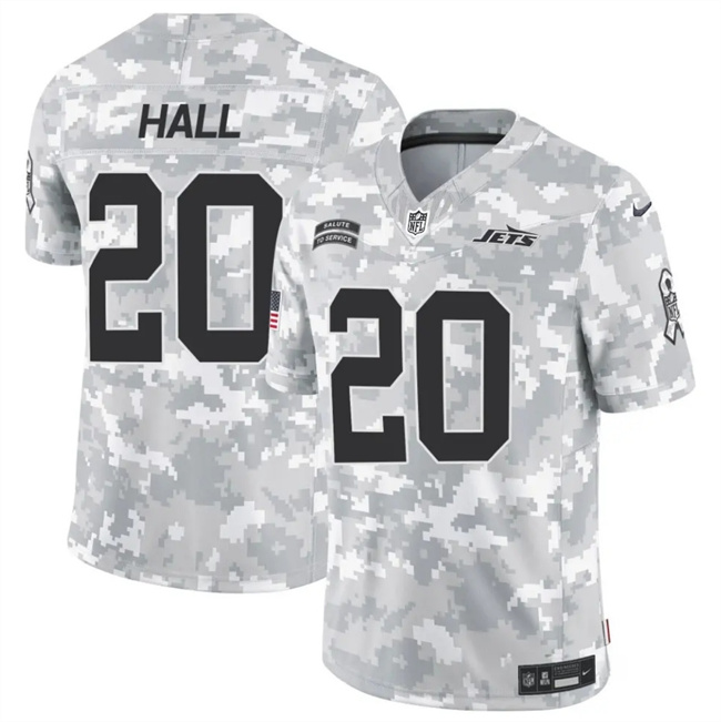 Men's New York Jets #20 Breece Hall Arctic Camo 2024 F.U.S.E. Salute to Service Limited Football Stitched Jersey